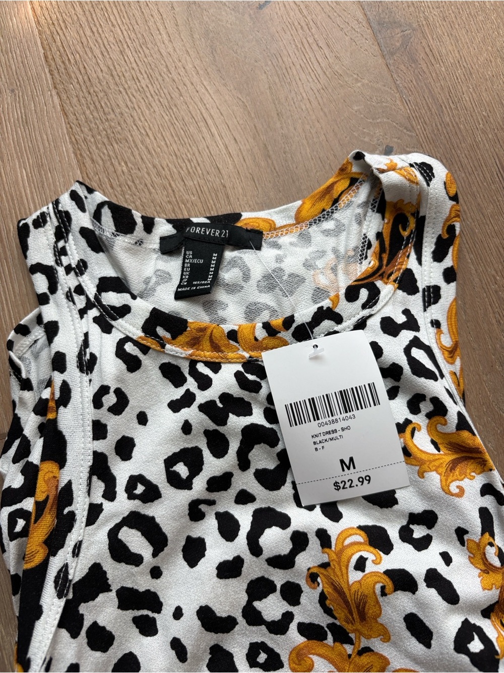 Forever 21 White Black and Gold Leopard & Baroque Print Tank Dress - Picture 2 of 4